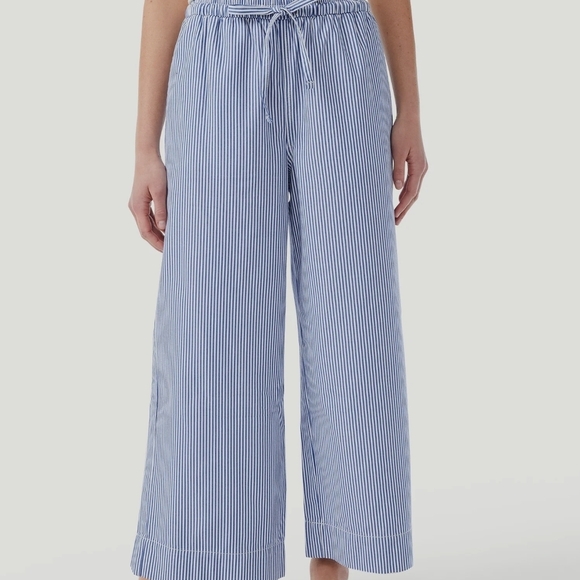 Free Assembly Pants - Elegant Blue Striped Wide Leg Pants